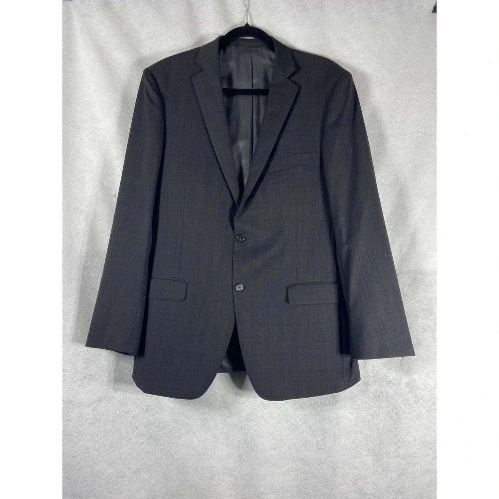 Tallia 2PC Pant Suit Men's 42R Charcoal 100% Wool Quiet Luxury